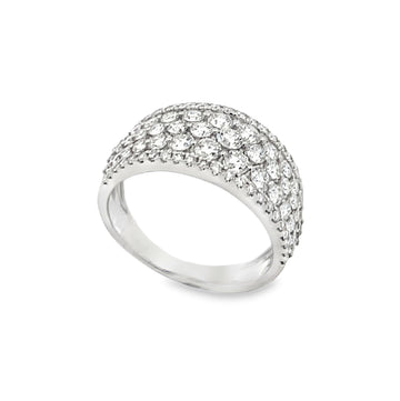 18K White Gold 5-Row Diamond Ladies Ring