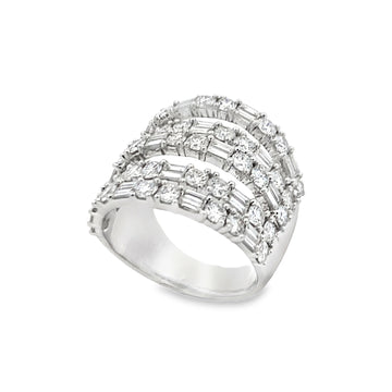18K White Gold 5-Row Dynamic Diamond Fashion Ring