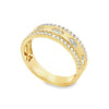 18K Yellow Gold Ladies Diamond Ring with 5 Center Burnished Marquis Diamonds