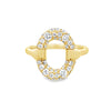 18K Yellow Gold Oval Pave-Set Diamond Ladies Fashion Ring