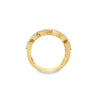 18K Yellow Gold Wide Diamond Ring with Pear-Cut Diamond Border