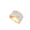 18K Yellow Gold Wide Diamond Ring with Pear-Cut Diamond Border