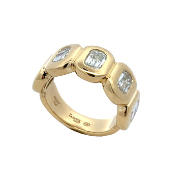Christopher Designs 18K Yellow Gold 5 Bezel-Set Cushion Crisscut Diamond Fashion Ring