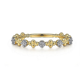 Gabriel & Co 14K Yellow Gold Diamond & Bead Station Ring