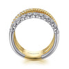 Gabriel & Co. 14K White & Yellow Gold Diamond Easy Stackable Wide Criss Cross Ring