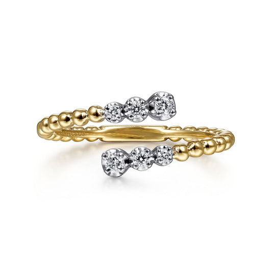 Gabriel & Co. 14K Two-Tone Bujukan and Diamond Bypass Ring