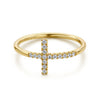 Gabriel & Co. 14K Yellow Gold Sideways Diamond Cross Ring