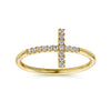 Gabriel & Co. 14K Yellow Gold Sideways Diamond Cross Ring