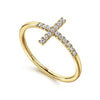 Gabriel & Co. 14K Yellow Gold Sideways Diamond Cross Ring