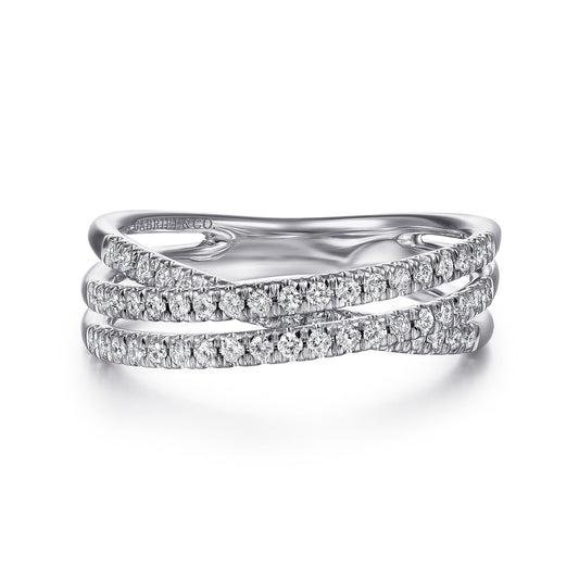 Gabriel & Co. 14K White Gold Diamond Criss-Cross Ring
