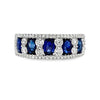 18 K White Gold Oval Sapphire and Diamond Band