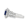 18K White Gold Oval Sapphire and Diamond Halo and Shank Ring