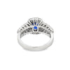 18K White Gold Oval Sapphire and Diamond Halo and Shank Ring