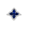 18K White Gold Sapphire and Diamond Clover Ring