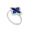 18K White Gold Sapphire and Diamond Clover Ring