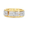 14K White & Yellow Gold Diamond Mens Wedding Band