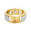 14K White & Yellow Gold Diamond Mens Wedding Band