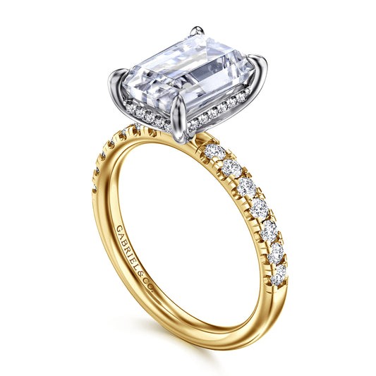 Gabriel & Co. "Adela" 14K Two-Tone Emerald Diamond Engagement Ring Setting