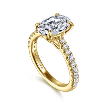 Gabriel & Co. "Gaia" 14K Oval Lotus Diamond Engagment Ring Setting