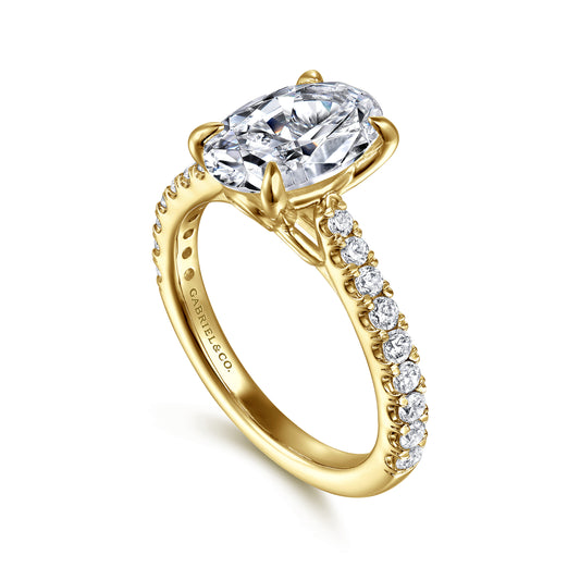 Gabriel & Co. "Gaia" 14K Oval Lotus Diamond Engagment Ring Setting