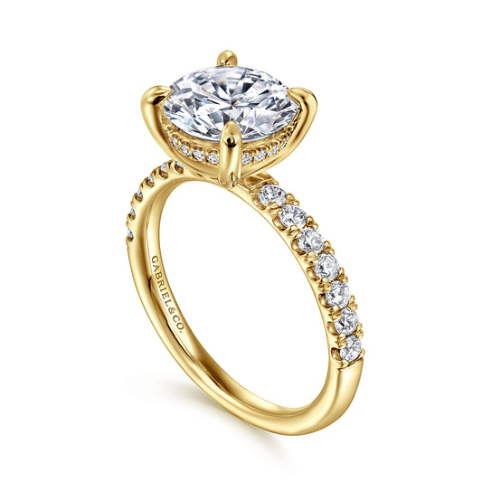 Gabriel & Co. "Adela" 14K Hidden Halo Diamond Semi-Mount Engagement Ring Setting