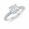 14K White Gold Diamond Engagement Ring Mounting with Hidden Halo with 0.50 ct. Round Natural Diamond