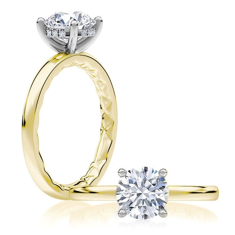 A. Jaffe 18K Two-Tone Hidden Halo Engagement Ring Setting with 0.60 ct. Round Natural Diamond