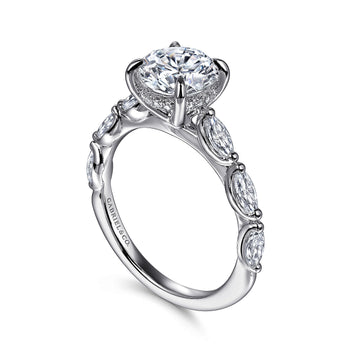 Gabriel & Co. 14K White Gold Marquise Diamond Engagement Ring Setting
