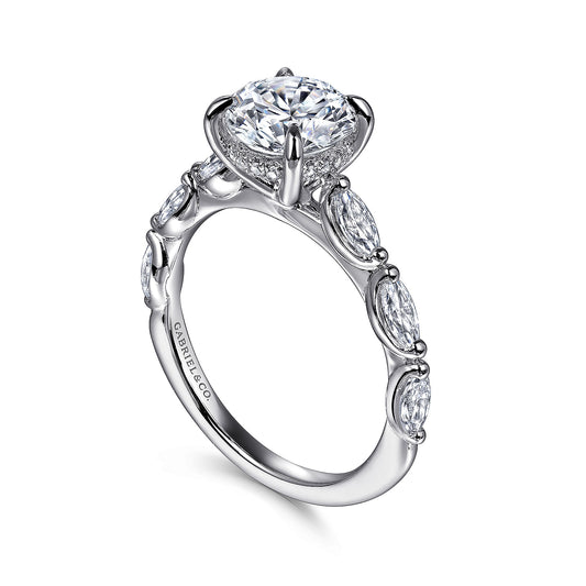 Gabriel & Co. 14K White Gold Marquise Diamond Engagement Ring Setting