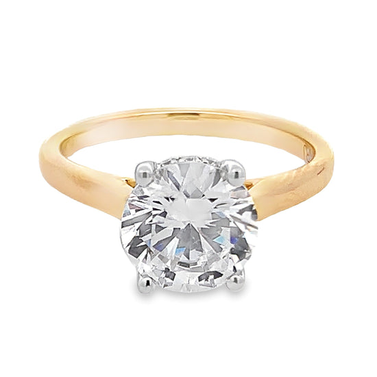 14K Two-Tone Hidden Halo Engagement Ring Setting with 0.51 ct. Round Natural Diamond
