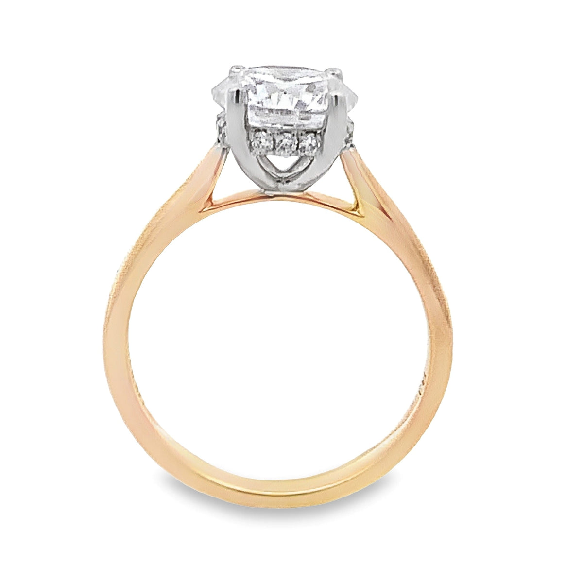 14K Two-Tone Hidden Halo Engagement Ring Setting with 0.51 ct. Round Natural Diamond