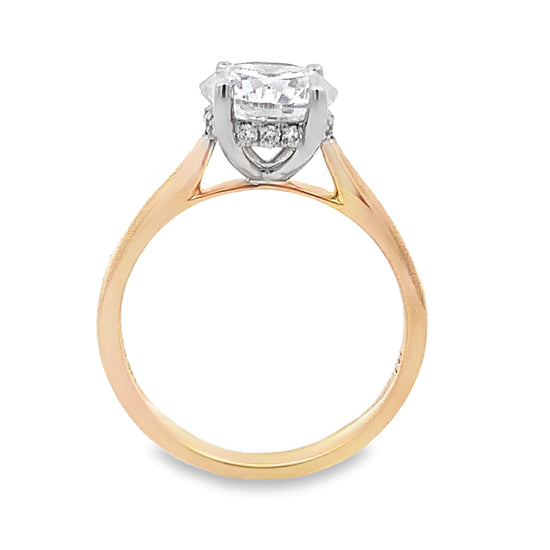14K Two-Tone Hidden Halo Engagement Ring Setting with 0.60 ct. Round Natural Diamond