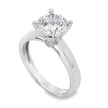 14K White Gold Surprise Diamond Engagement Ring Setting with 0.60 ct. Round Natural Diamond