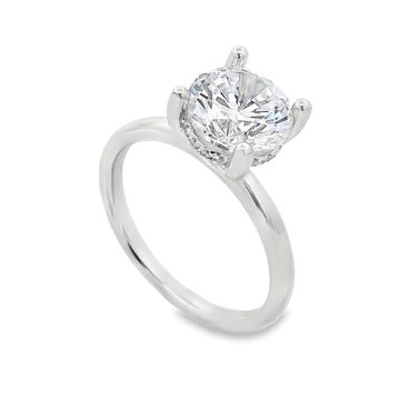 14K White Gold Diamond Hidden Halo Solitaire Engagement Ring Setting