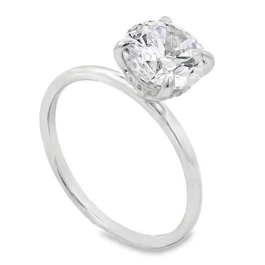 14K White Gold Hidden Halo Diamond Solitaire Engagement Ring Setting