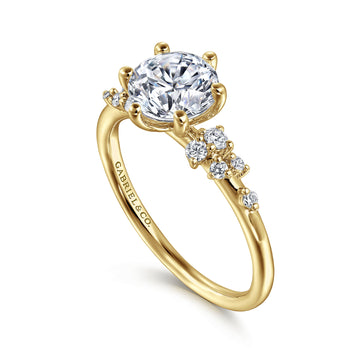 Gabriel & Co. 14K Yellow Gold Starlight Diamond Cluster 6-Prong Head Engagement Ring Setting