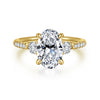 Gabriel & Co. 14K Yellow Gold Lotus Collection Side-Stone Engagement Ring Setting