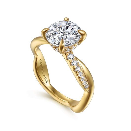 Gabriel & Co. 14K Yellow Gold Diamond Twisted Shank Engagement Ring Setting