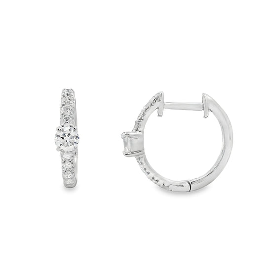 18K White Gold Diamond Accent Huggies