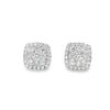 14K White Gold Square Diamond Cluster Studs