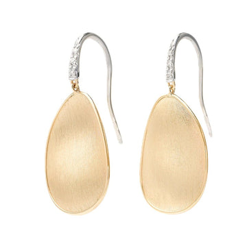 Marco Bicego 18K Two-Tone Lunaria Diamond Petal Drop Earrings with Diamond Hook