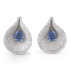 Cammilli 18K White Ice Gold "Premier Color" Earrings with 2 Pear Sapphires and Diamonds