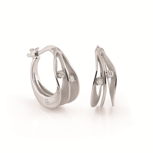 Cammilli 18K "Dune" White Ice Gold Diamond Earrings