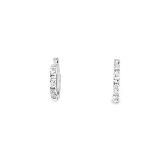 14K White Gold 12mm Diamond Huggies