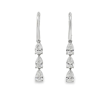 Norman Silverman 18K White Gold 2.5 Carat Pear Diamond Dangling Earrings