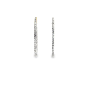 18K White Gold Diamond 2 Carat 34mm Hoops Earrings
