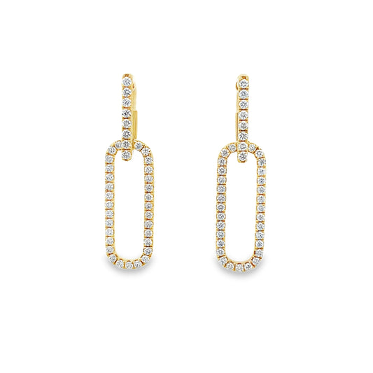 18K Yellow Gold 3/4 Carat Diamond Dangling Earrings