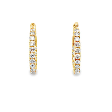 18K Yellow Gold Diamond Hoops 15mm