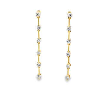 18K Yellow Gold 3/4 Carat Diamond Dangling Earrings