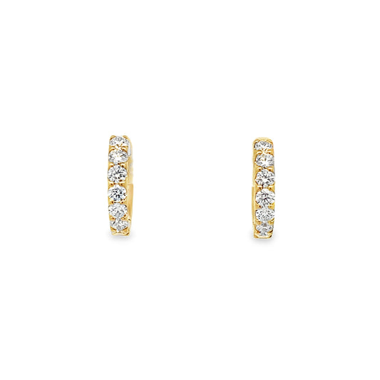 18K Yellow Gold 1/2 Carat Small Diamond Hoops